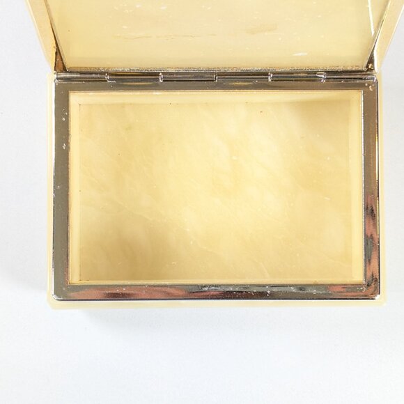 Vintage Italy genuine alabaster trinket box, cherry blossom jewelry storage box - Picture 12 of 15